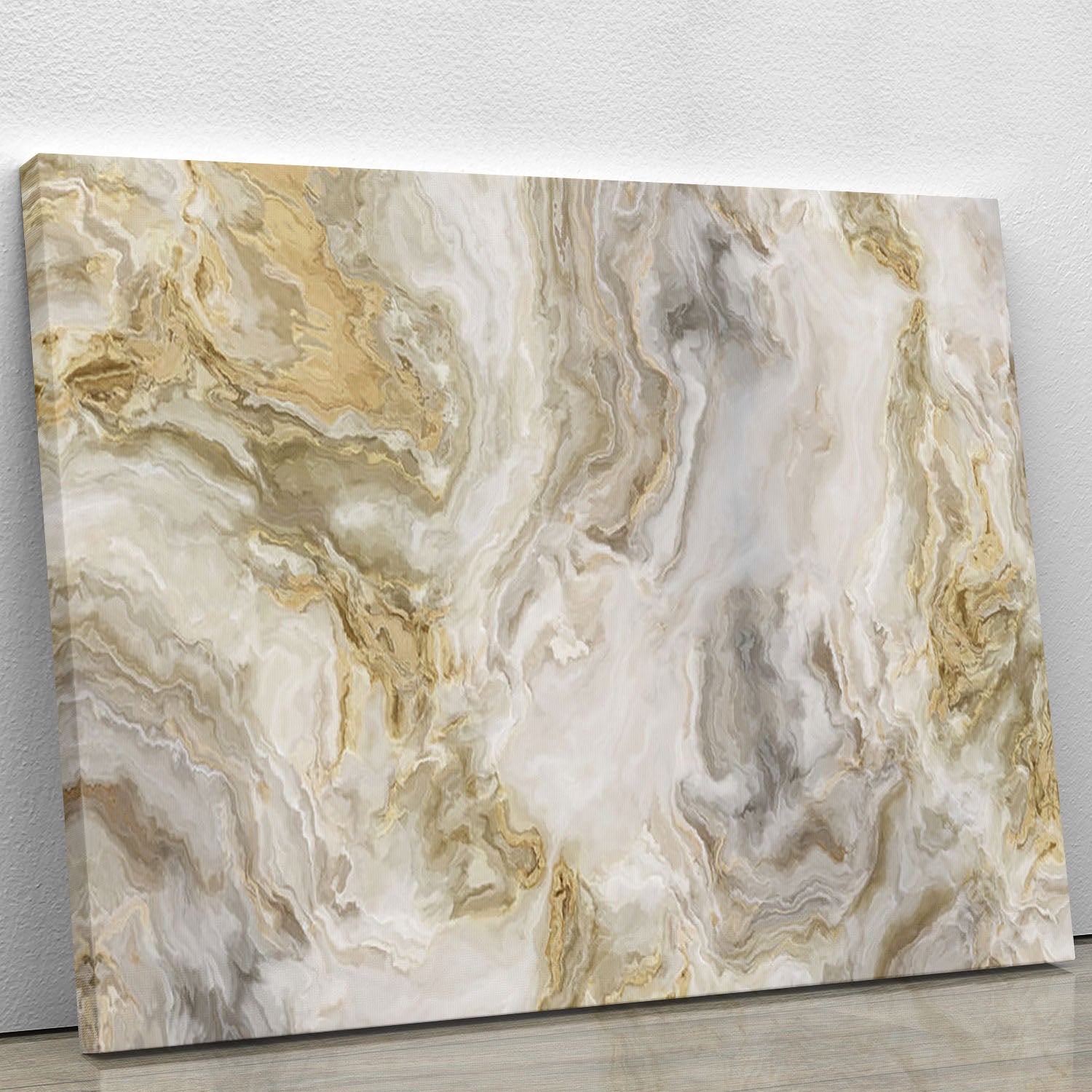 Swirled White Grey and Gold Marble Canvas Print or Poster - Canvas Art Rocks - 1