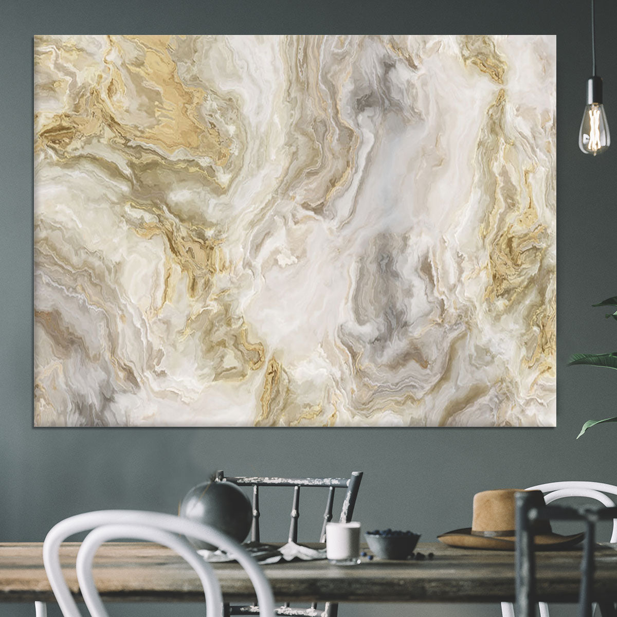 Swirled White Grey and Gold Marble Canvas Print or Poster - Canvas Art Rocks - 3