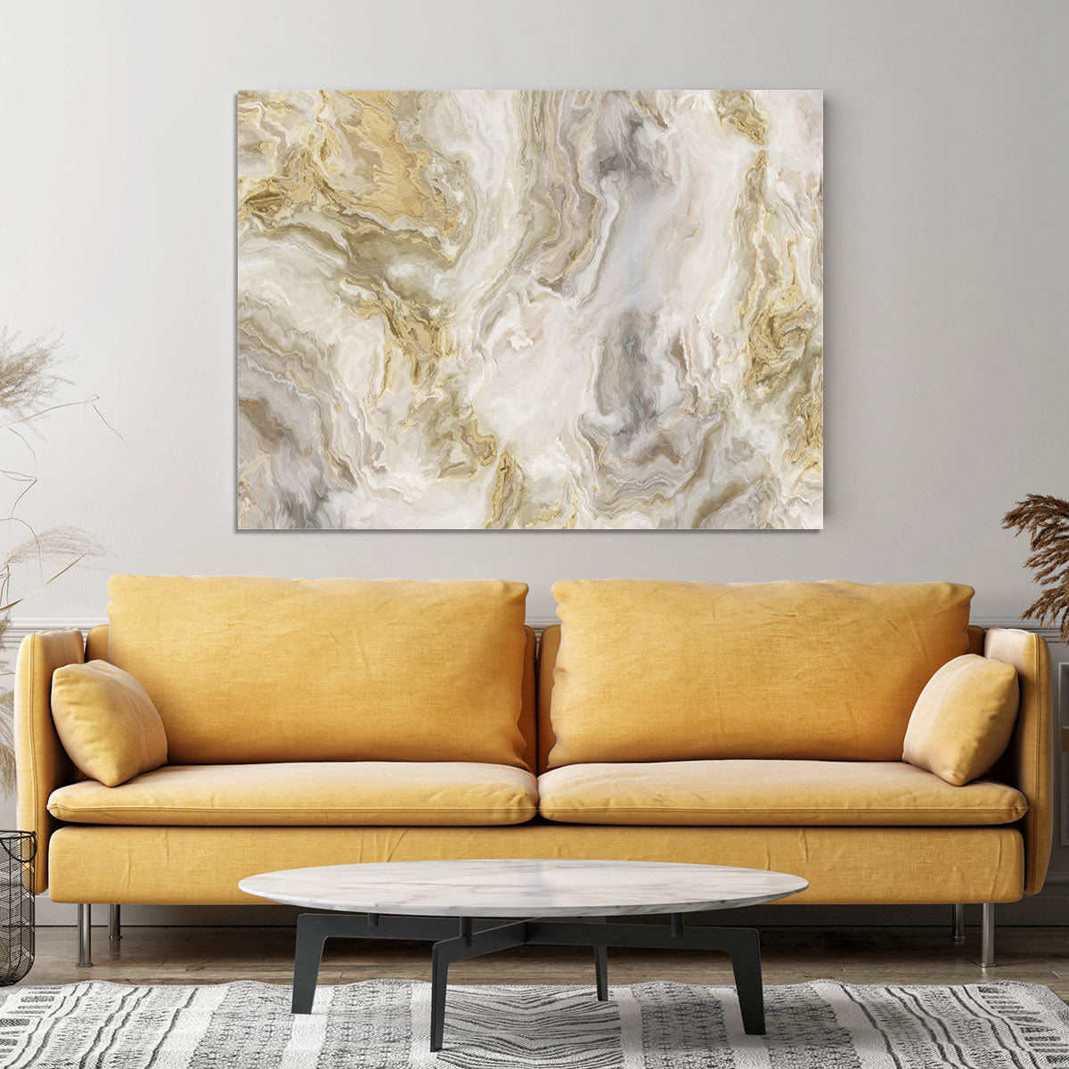 Swirled White Grey and Gold Marble Canvas Print or Poster - Canvas Art Rocks - 4