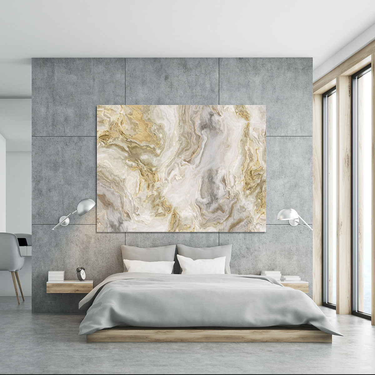 Swirled White Grey and Gold Marble Canvas Print or Poster - Canvas Art Rocks - 5