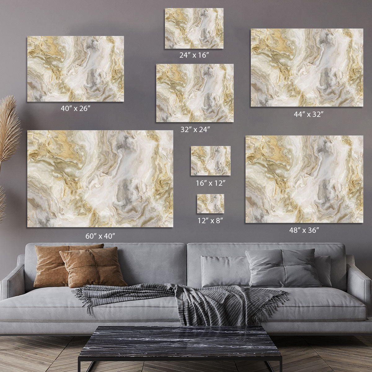 Swirled White Grey and Gold Marble Canvas Print or Poster - Canvas Art Rocks - 7