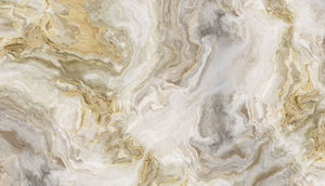 Swirled White Grey and Gold Marble Wall Mural Wallpaper - Canvas Art Rocks - 1