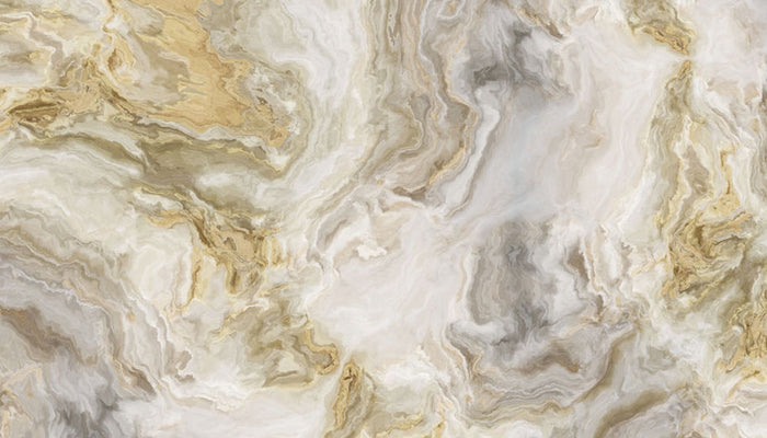 Swirled White Grey and Gold Marble Wall Mural Wallpaper