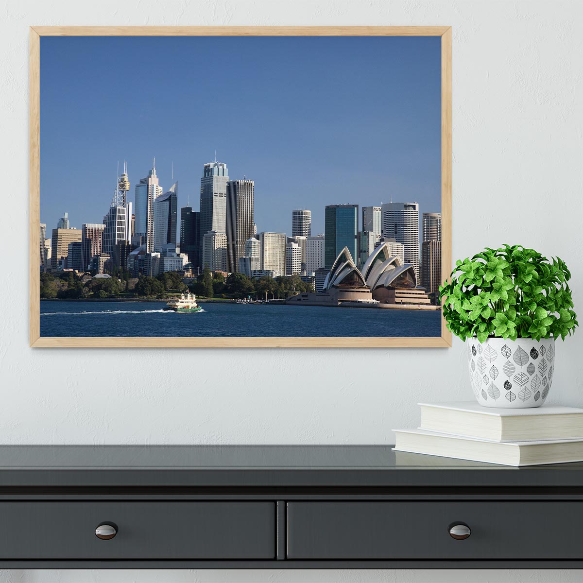 Sydney Cityscape Over Blue Sky Framed Print - Canvas Art Rocks - 4