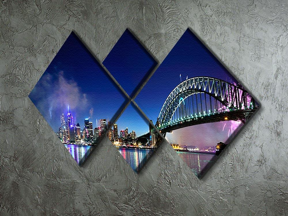 Sydney Harbour NYE Fireworks 4 Square Multi Panel Canvas  - Canvas Art Rocks - 2