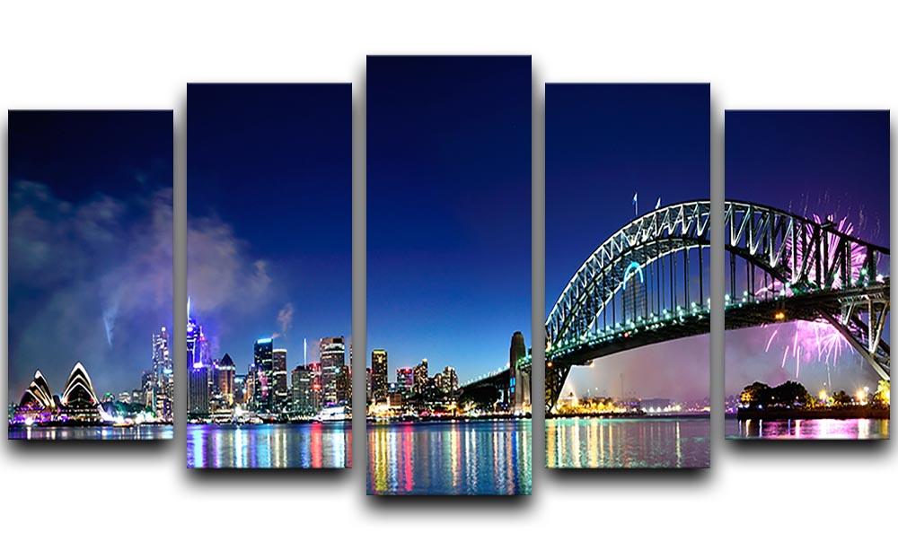 Sydney Harbour NYE Fireworks 5 Split Panel Canvas  - Canvas Art Rocks - 1