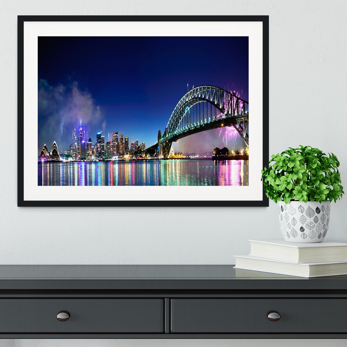 Sydney Harbour NYE Fireworks Framed Print - Canvas Art Rocks - 1