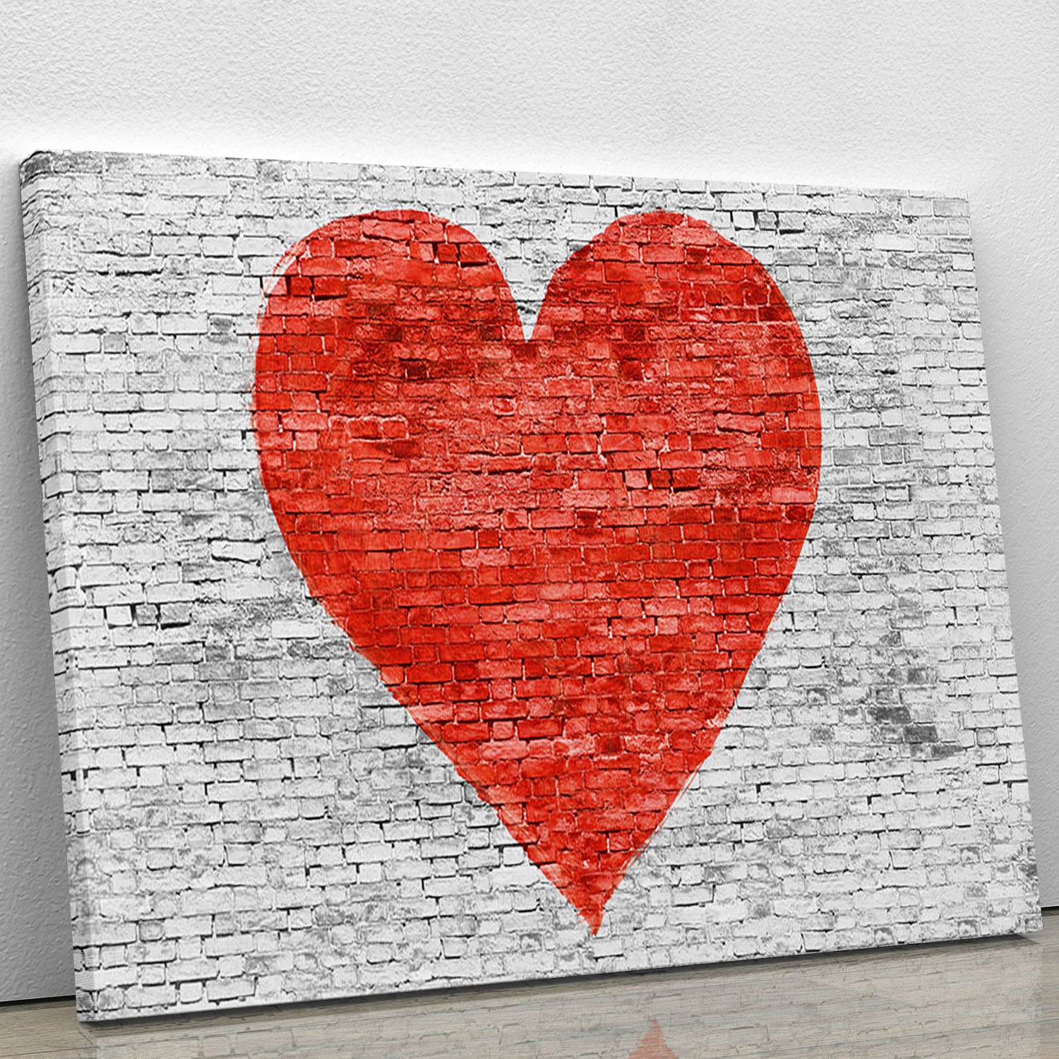 Symbol of love painted on white brick Canvas Print or Poster - Canvas Art Rocks - 1