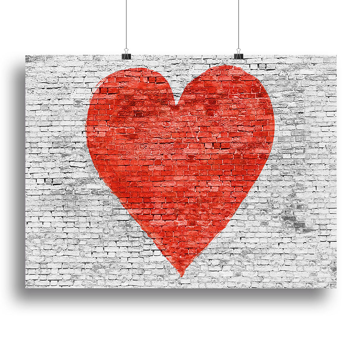 Symbol of love painted on white brick Canvas Print or Poster - Canvas Art Rocks - 2