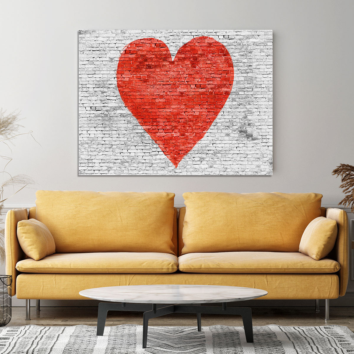 Symbol of love painted on white brick Canvas Print or Poster - Canvas Art Rocks - 4