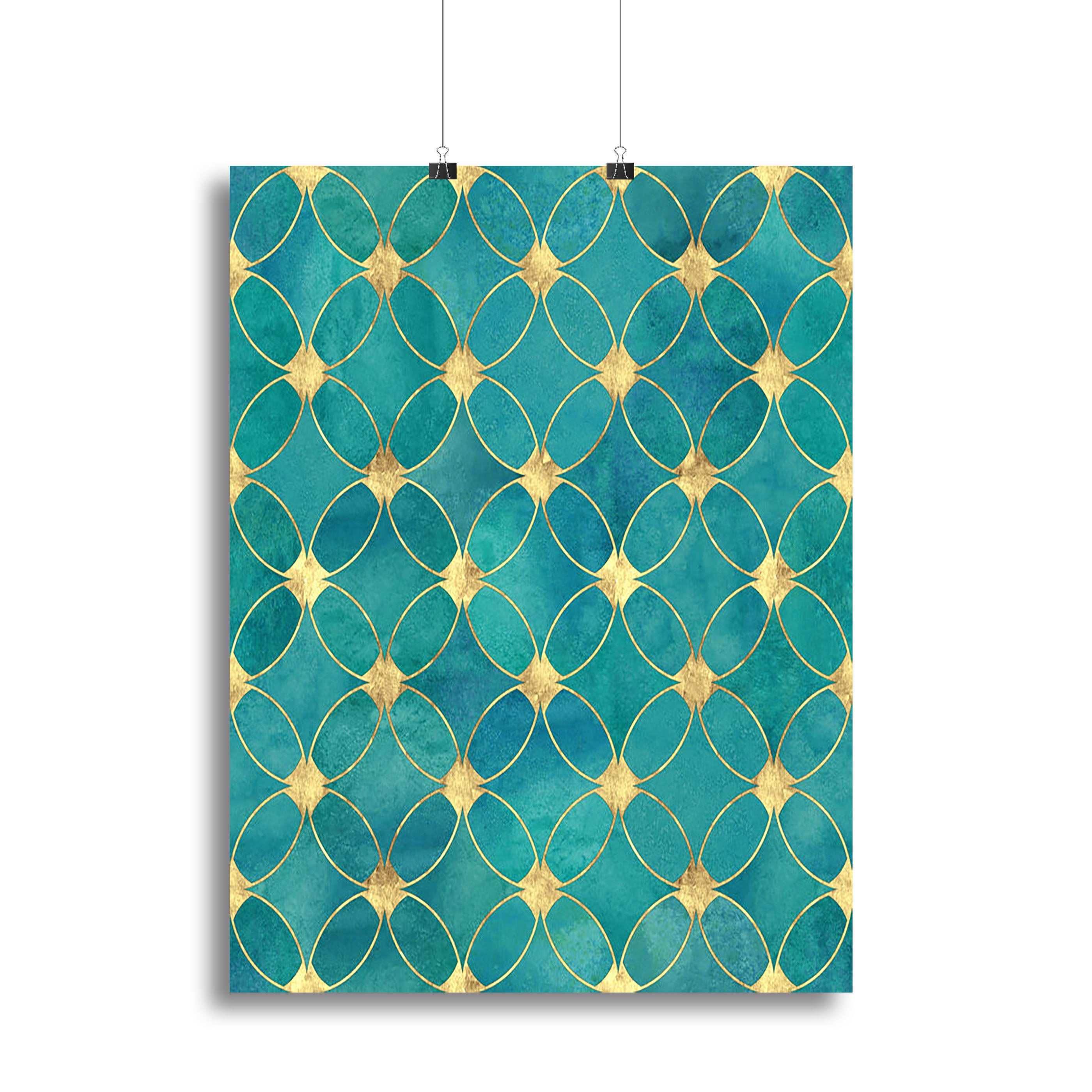 Teal and Gold Abstract Pattern Canvas Print or Poster - Canvas Art Rocks - 2