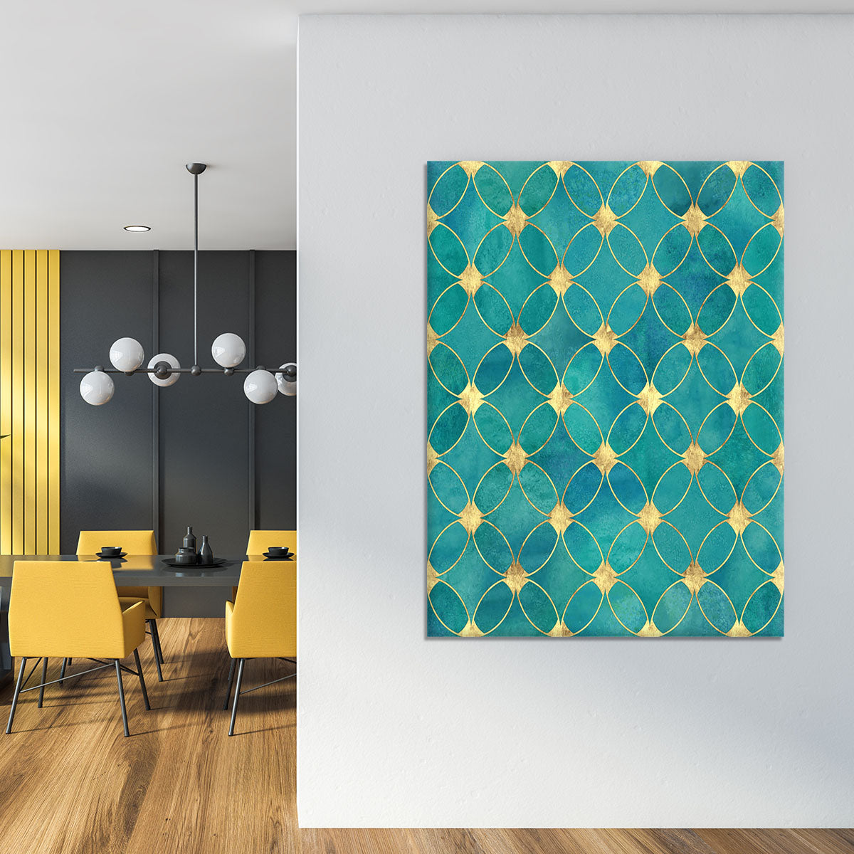Teal and Gold Abstract Pattern Canvas Print or Poster - Canvas Art Rocks - 4
