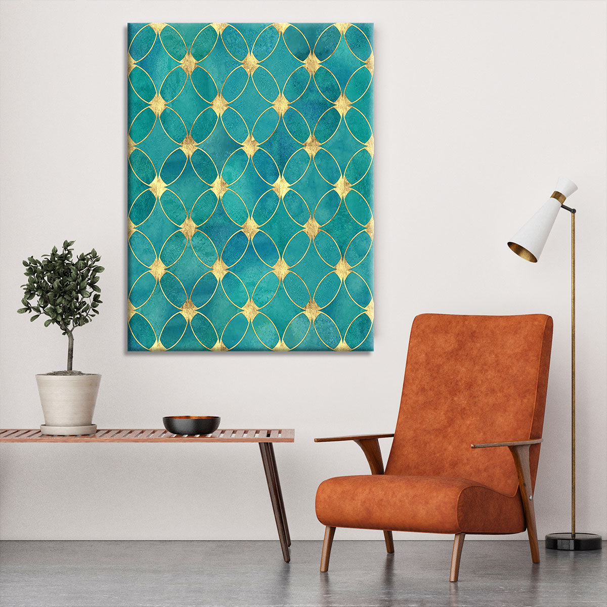 Teal and Gold Abstract Pattern Canvas Print or Poster - Canvas Art Rocks - 6