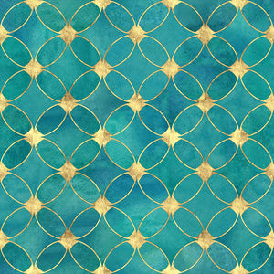 Teal and Gold Abstract Pattern Wall Mural Wallpaper - Canvas Art Rocks - 1