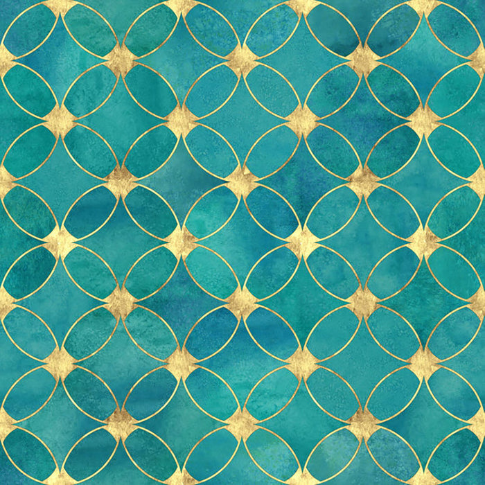 Teal and Gold Abstract Pattern Wall Mural Wallpaper