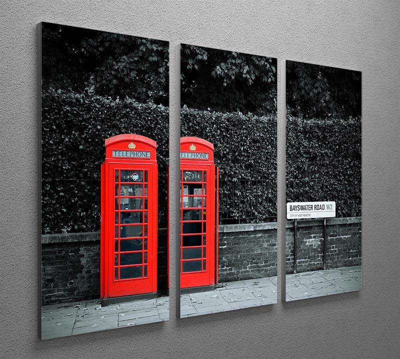 Telephone box in London street 3 Split Panel Canvas Print - Canvas Art Rocks - 2