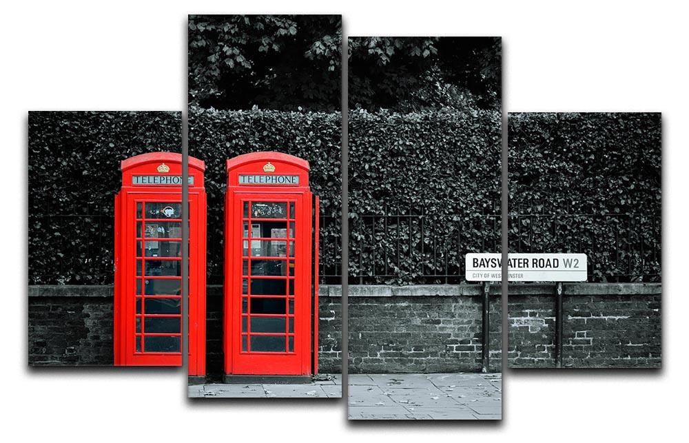 Telephone box in London street 4 Split Panel Canvas  - Canvas Art Rocks - 1