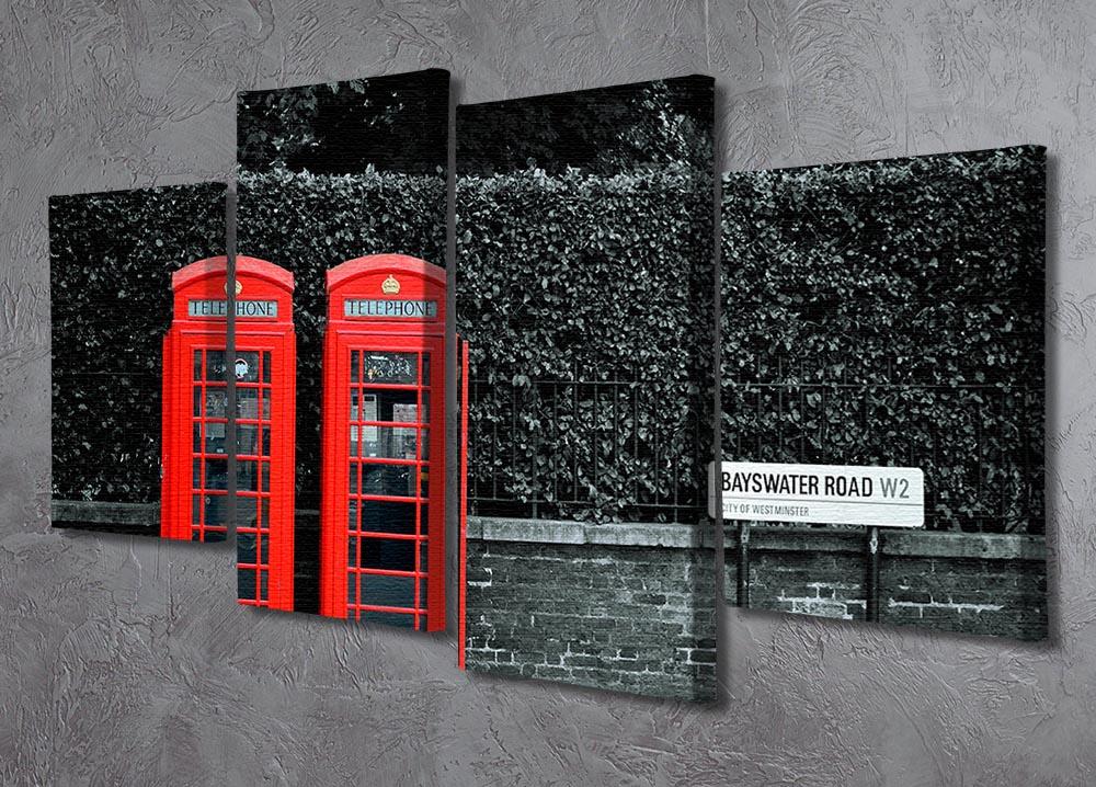 Telephone box in London street 4 Split Panel Canvas  - Canvas Art Rocks - 2