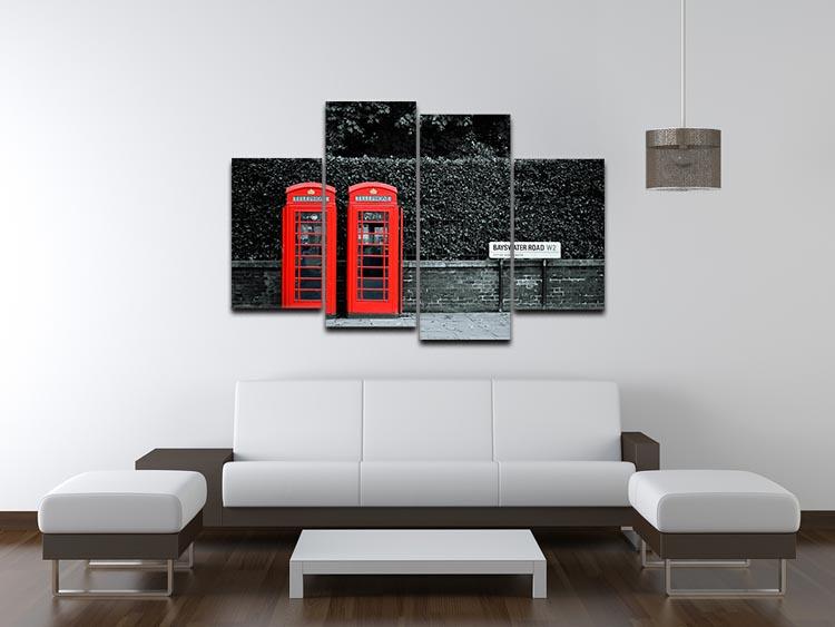 Telephone box in London street 4 Split Panel Canvas  - Canvas Art Rocks - 3