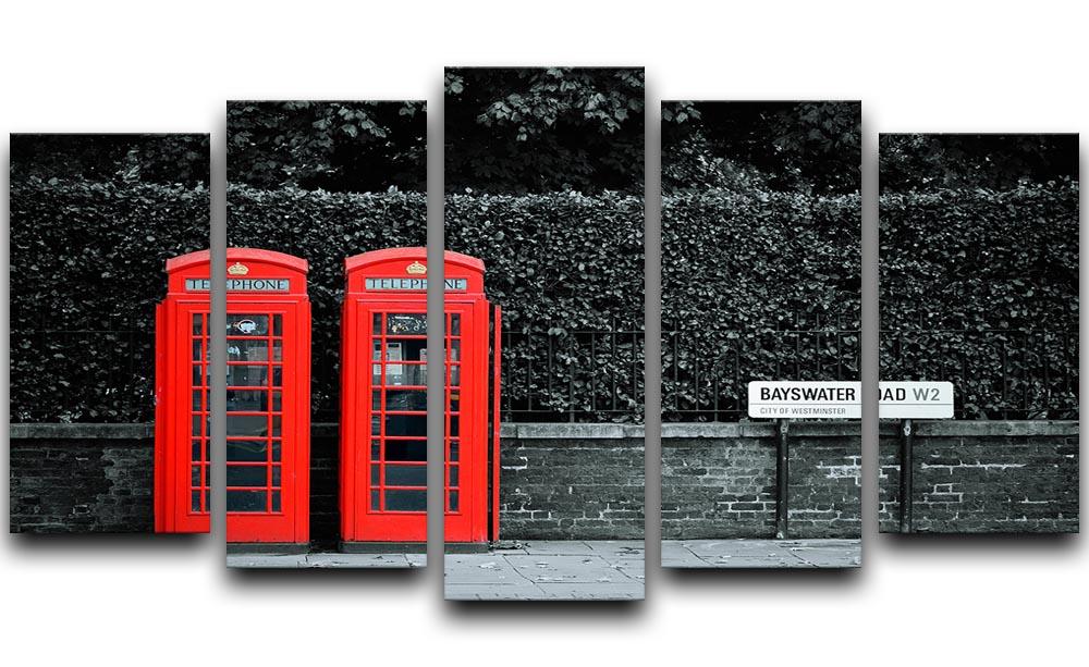 Telephone box in London street 5 Split Panel Canvas  - Canvas Art Rocks - 1