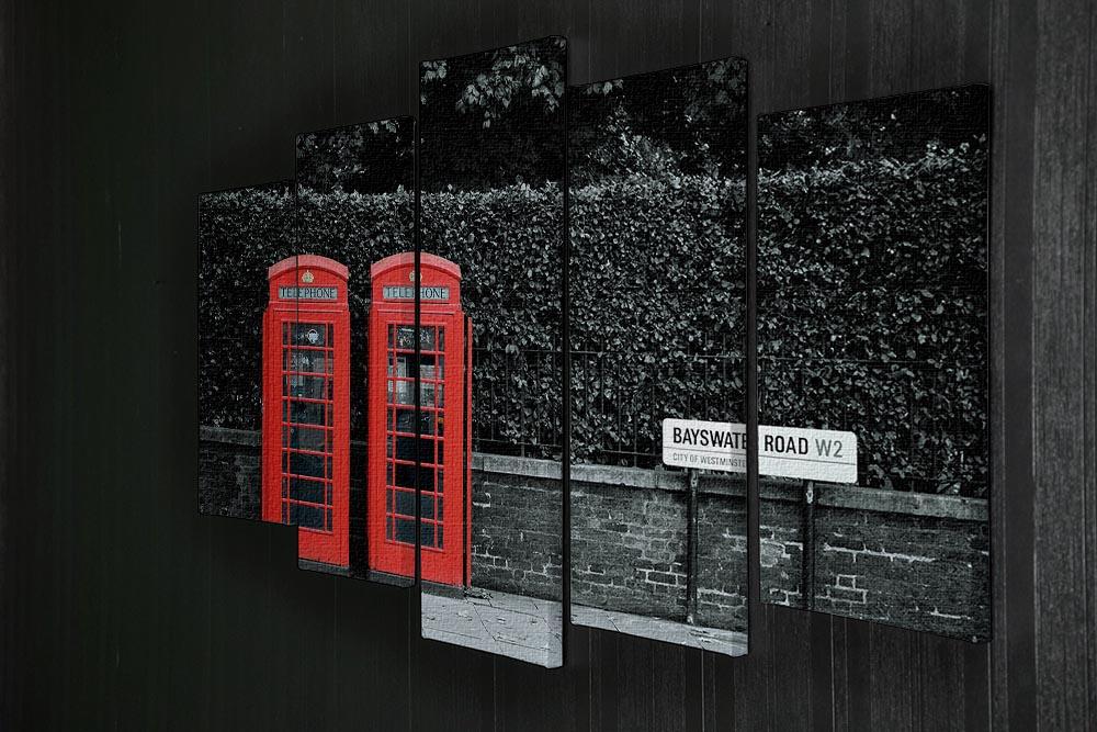 Telephone box in London street 5 Split Panel Canvas  - Canvas Art Rocks - 2
