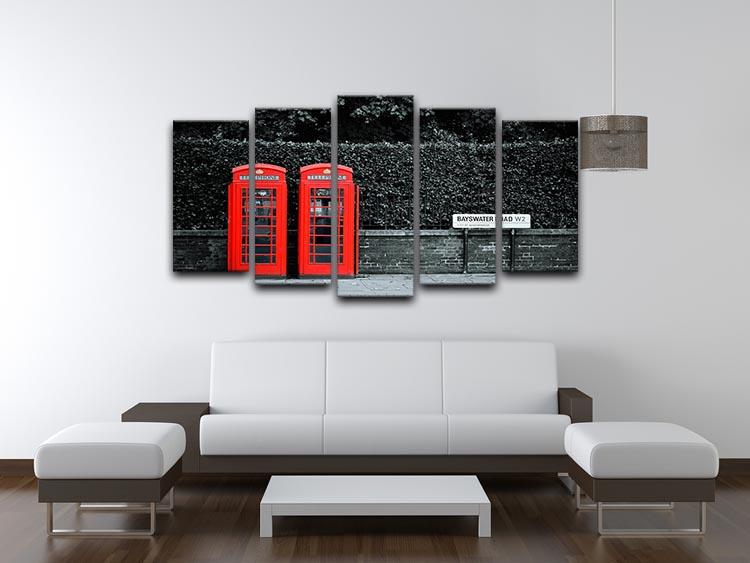 Telephone box in London street 5 Split Panel Canvas  - Canvas Art Rocks - 3