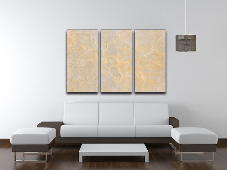 Textured Beige Marble 3 Split Panel Canvas Print - Canvas Art Rocks - 3