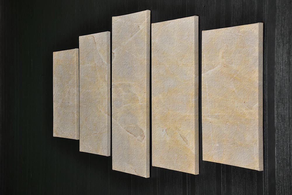 Textured Beige Marble 5 Split Panel Canvas - Canvas Art Rocks - 2