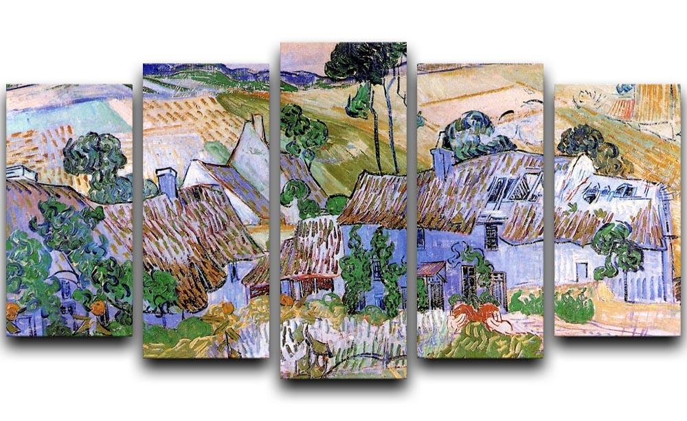 Thatched Cottages by a Hill by Van Gogh 5 Split Panel Canvas  - Canvas Art Rocks - 1