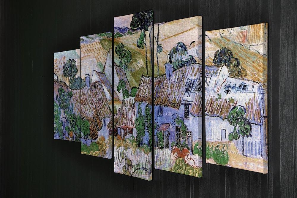 Thatched Cottages by a Hill by Van Gogh 5 Split Panel Canvas - Canvas Art Rocks - 2
