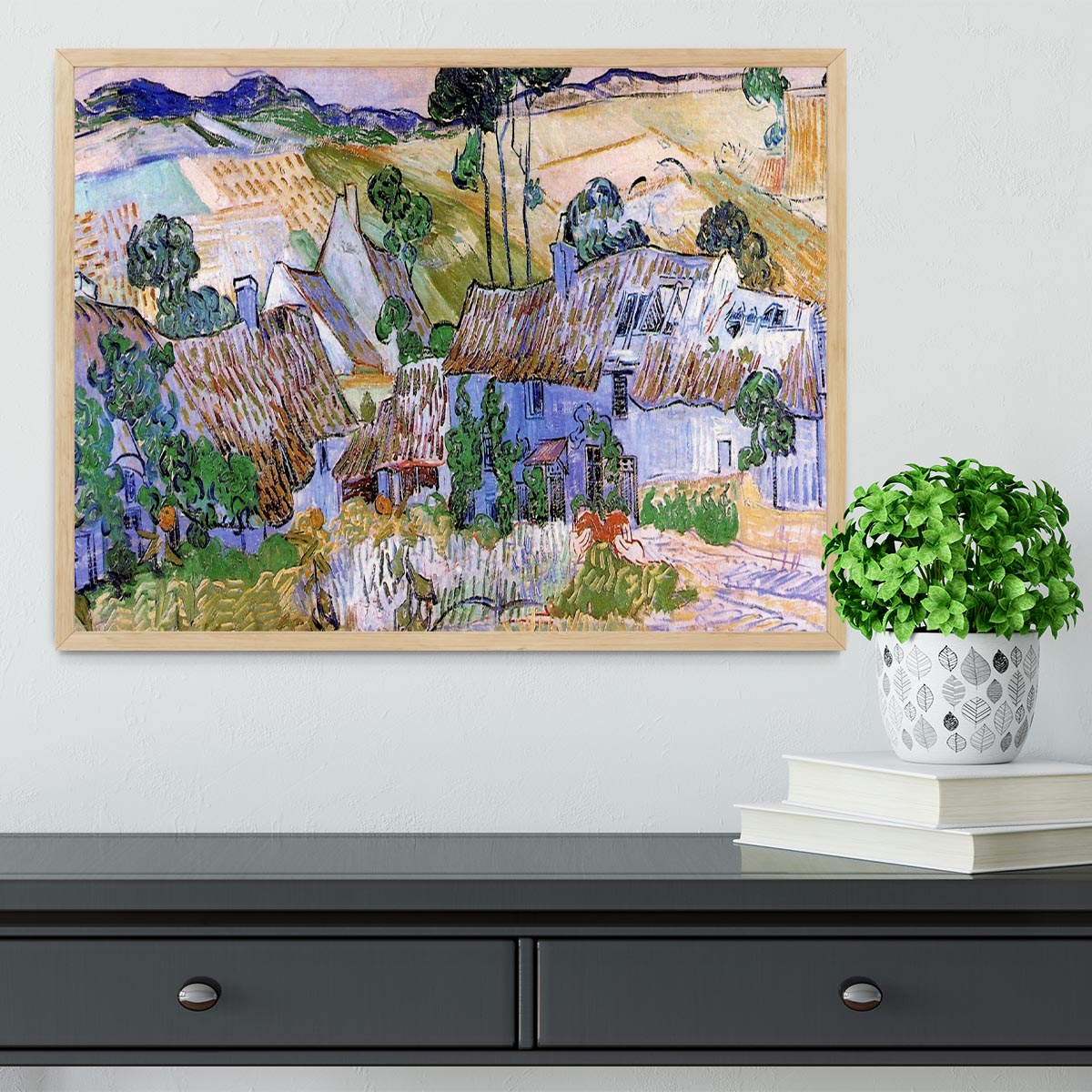 Thatched Cottages by a Hill by Van Gogh Framed Print - Canvas Art Rocks - 4