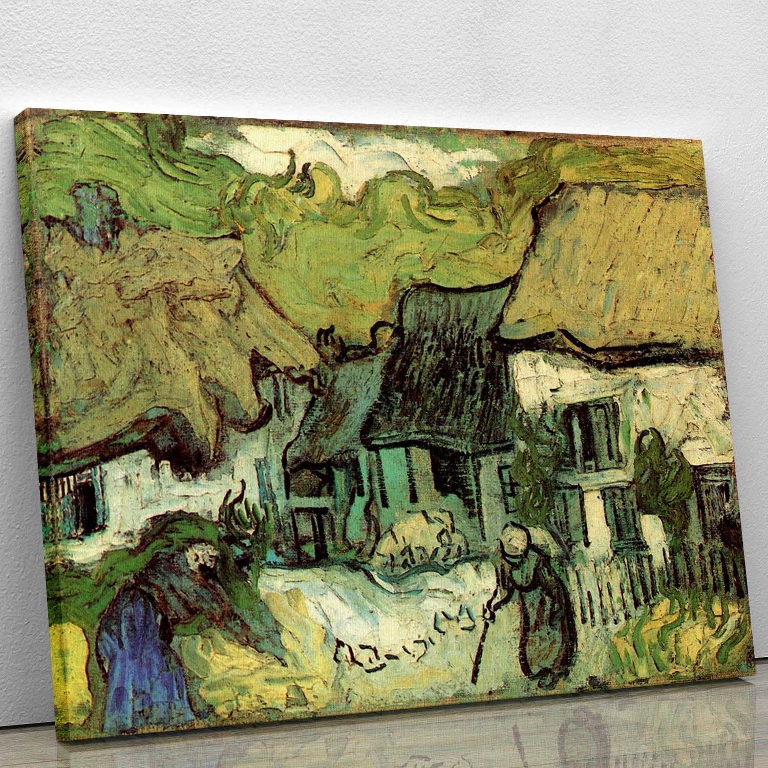 Thatched Cottages in Jorgus by Van Gogh Canvas Print or Poster - Canvas Art Rocks - 1