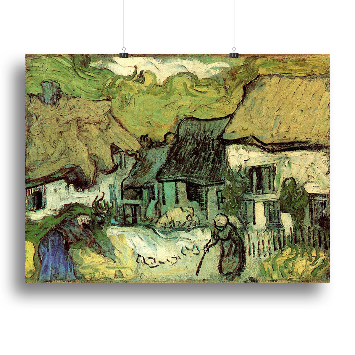 Thatched Cottages in Jorgus by Van Gogh Canvas Print or Poster - Canvas Art Rocks - 2