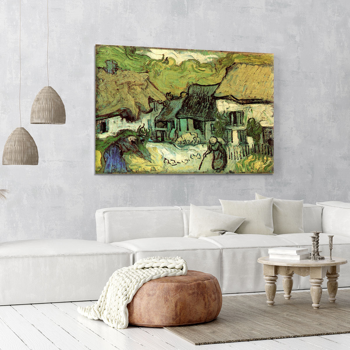 Thatched Cottages in Jorgus by Van Gogh Canvas Print or Poster - Canvas Art Rocks - 6