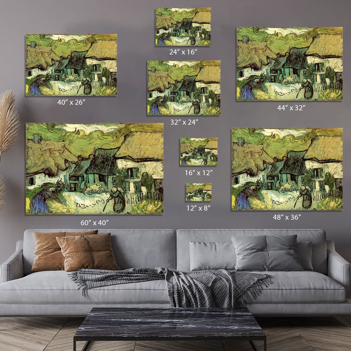 Thatched Cottages in Jorgus by Van Gogh Canvas Print or Poster - Canvas Art Rocks - 7