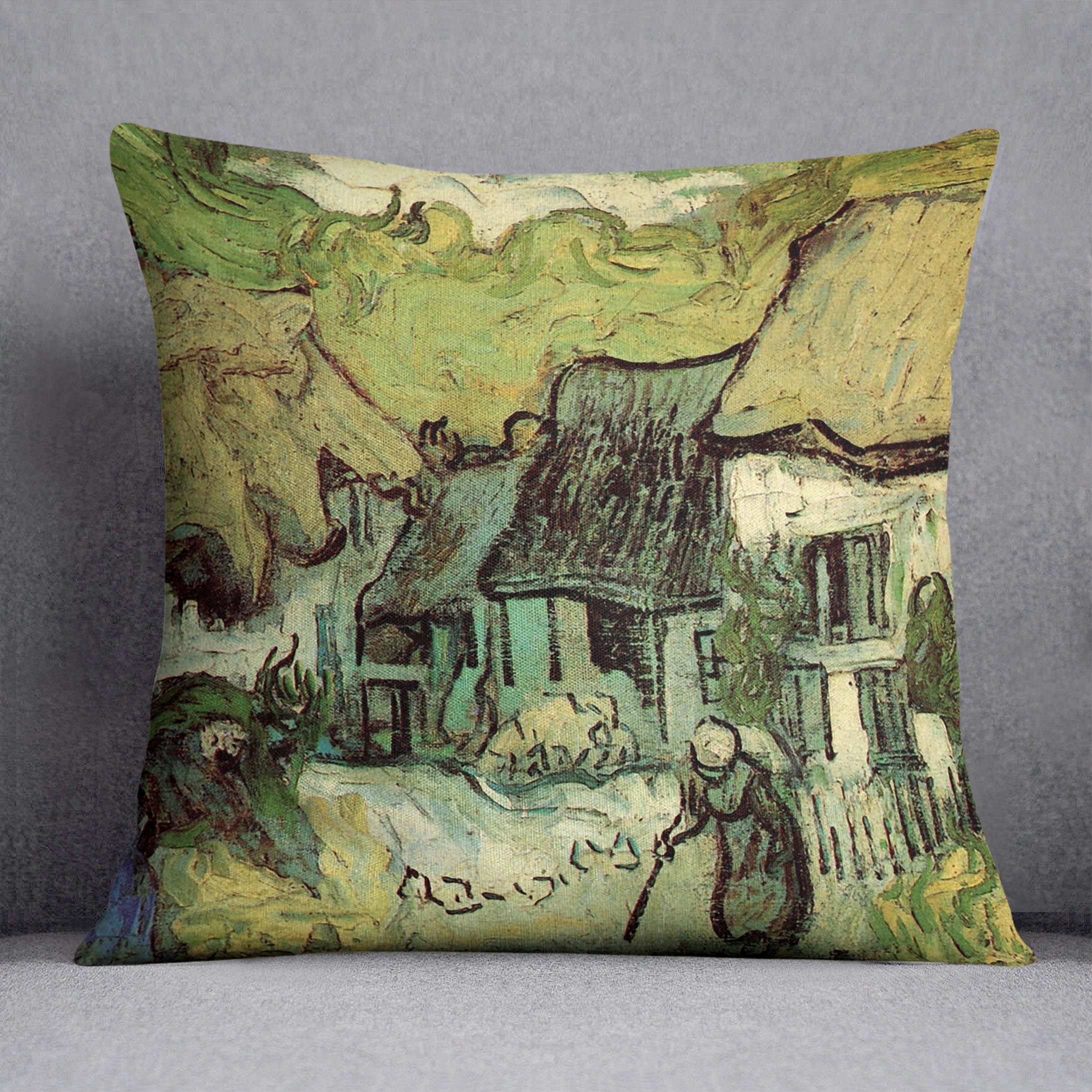 Thatched Cottages in Jorgus by Van Gogh Cushion