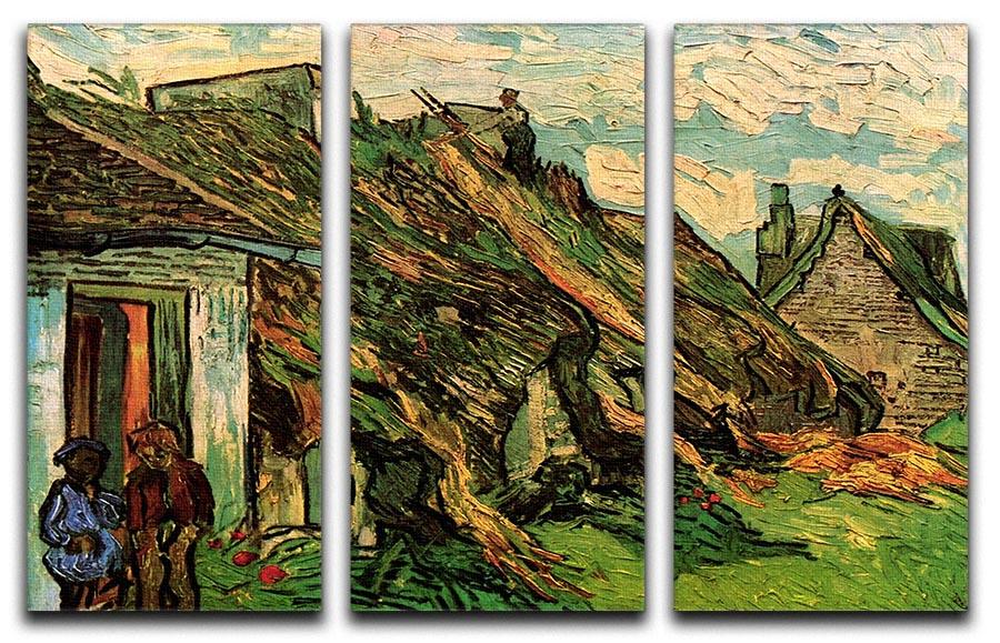 Thatched Sandstone Cottages in Chaponval by Van Gogh 3 Split Panel Canvas Print - Canvas Art Rocks - 4