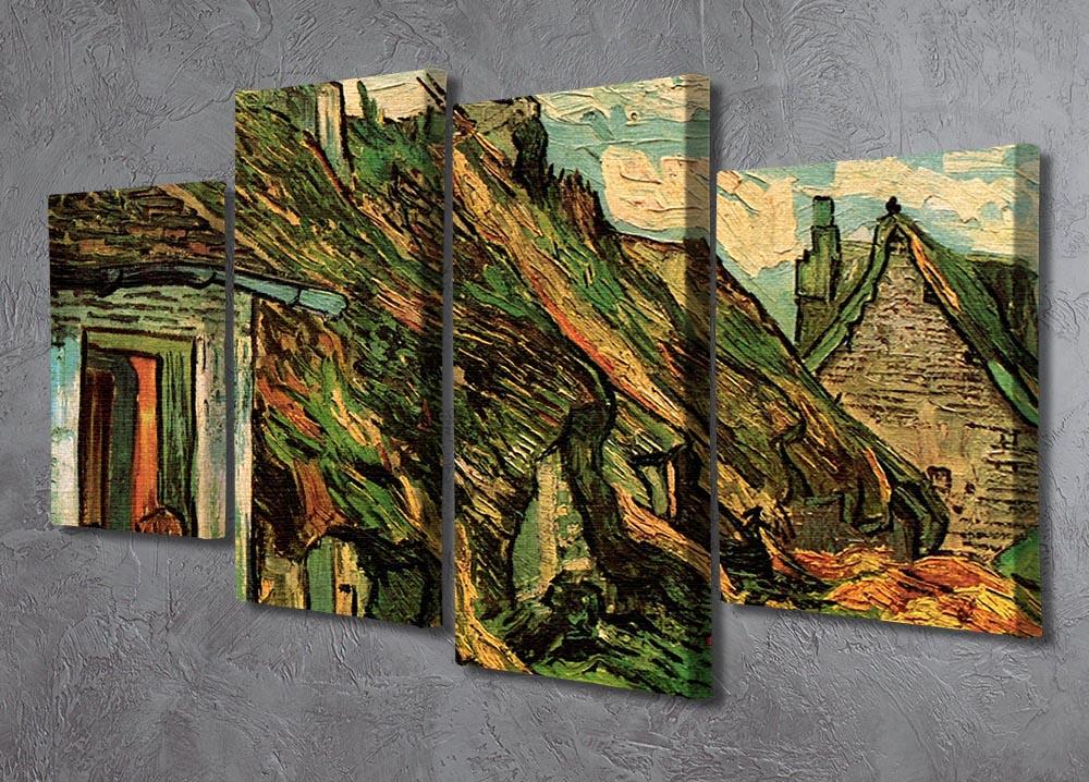 Thatched Sandstone Cottages in Chaponval by Van Gogh 4 Split Panel Canvas - Canvas Art Rocks - 2