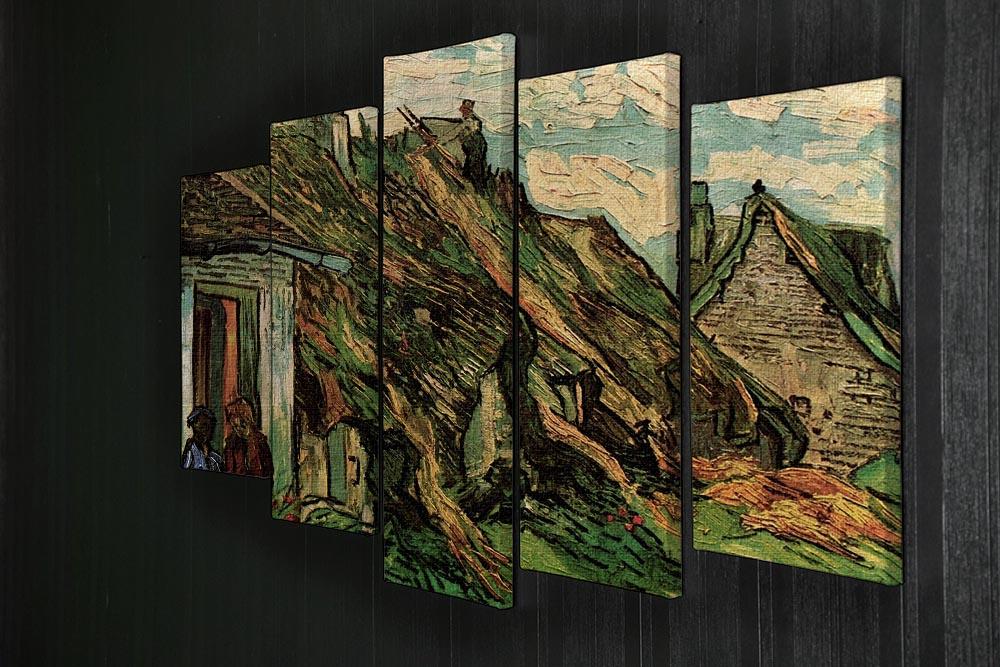 Thatched Sandstone Cottages in Chaponval by Van Gogh 5 Split Panel Canvas - Canvas Art Rocks - 2