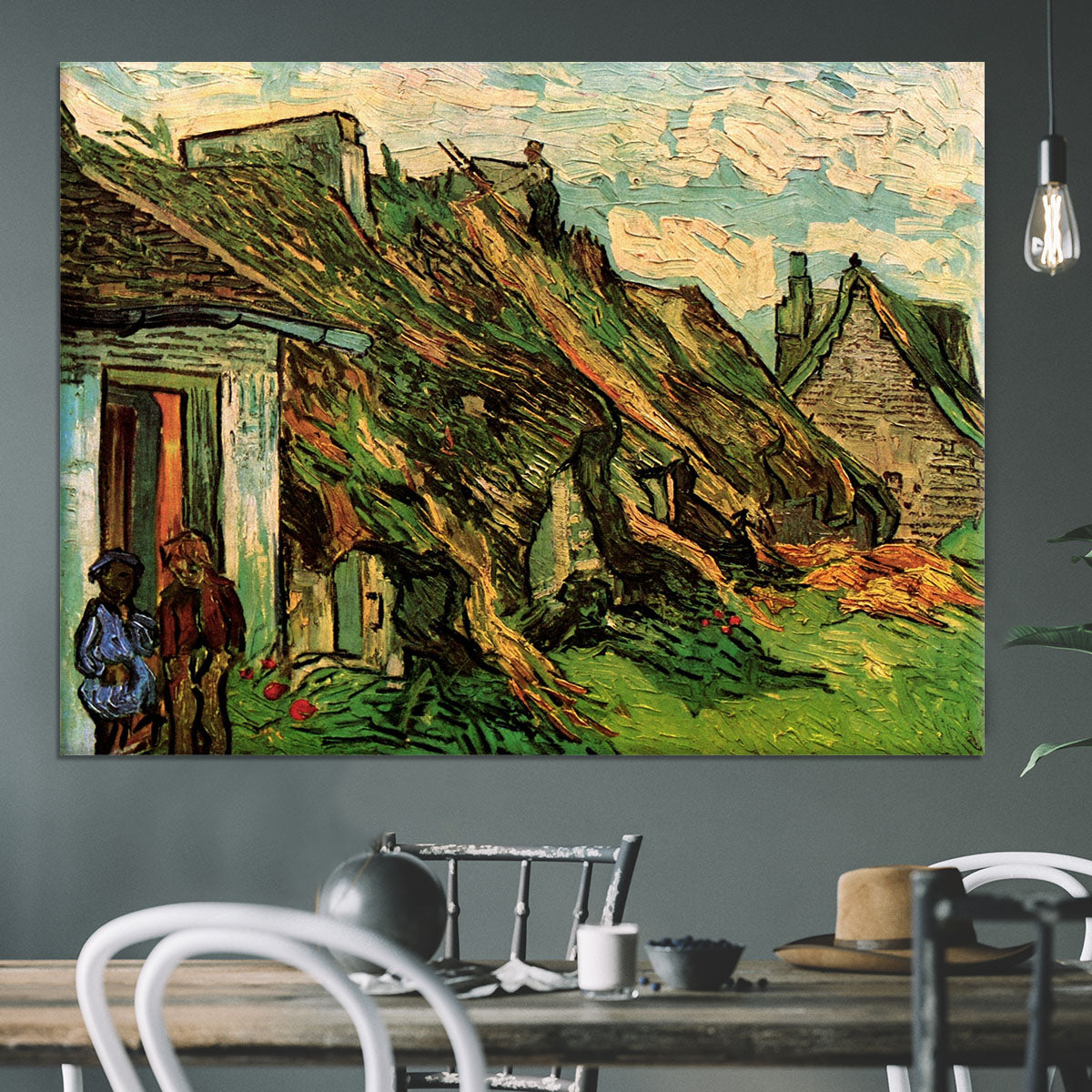 Thatched Sandstone Cottages in Chaponval by Van Gogh Canvas Print or Poster - Canvas Art Rocks - 3