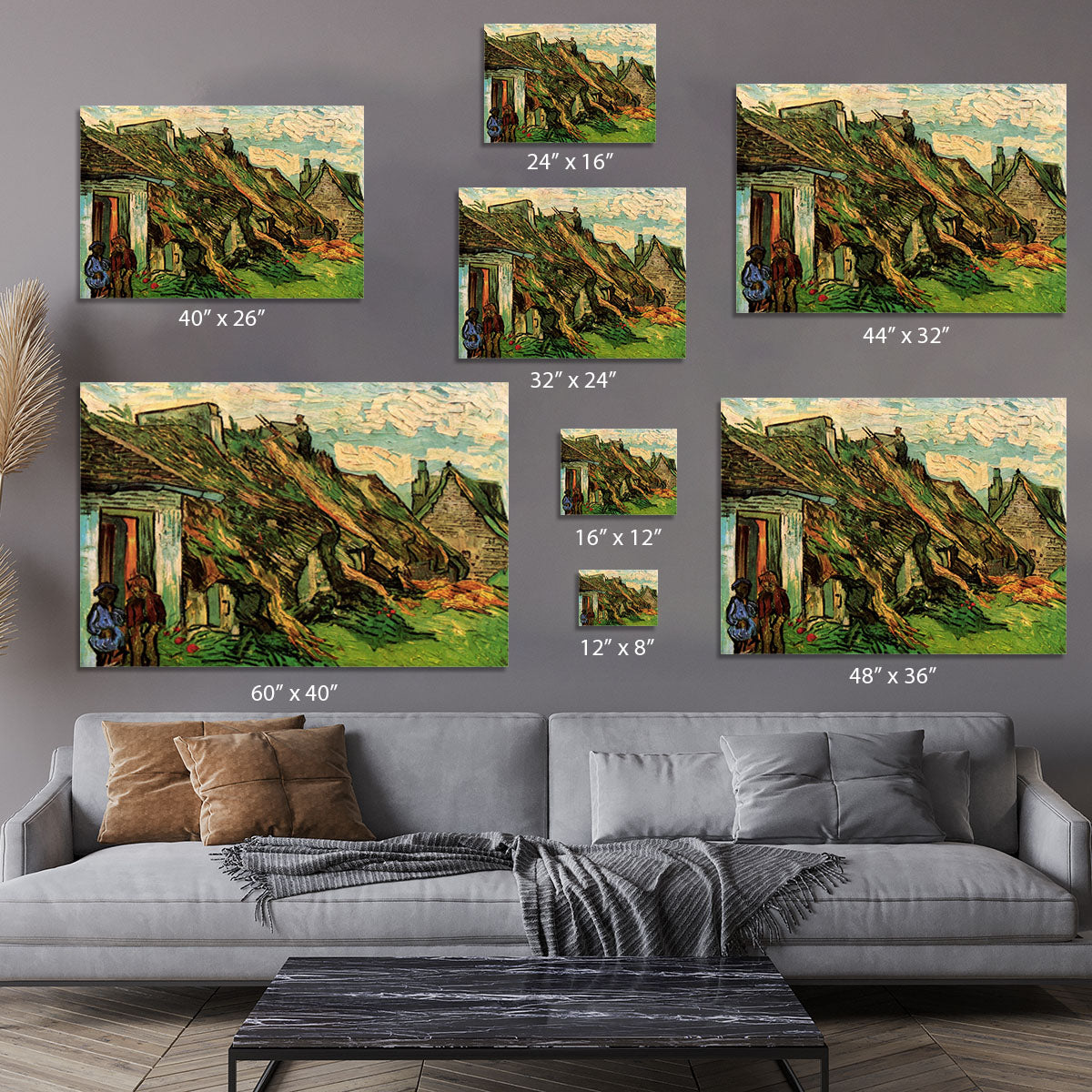 Thatched Sandstone Cottages in Chaponval by Van Gogh Canvas Print or Poster - Canvas Art Rocks - 7