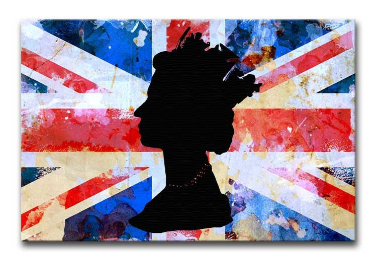 Union Jack Queen in Silhouette Print - Canvas Art Rocks - 1