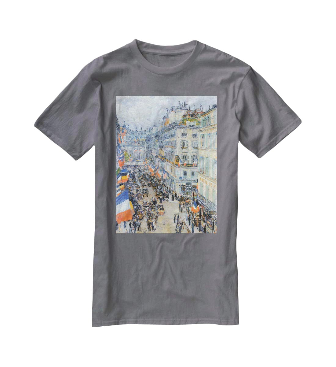The 14th July Rue Daunou by Hassam T-Shirt - Canvas Art Rocks - 3