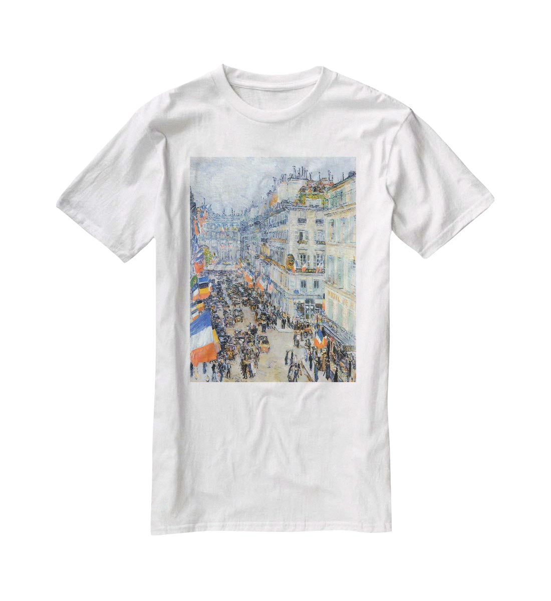 The 14th July Rue Daunou by Hassam T-Shirt - Canvas Art Rocks - 5