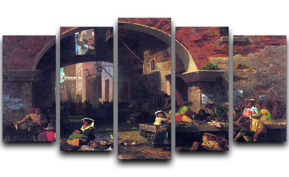 The Arc of Octavius Roman Fish market by Bierstadt 5 Split Panel Canvas - Canvas Art Rocks - 1