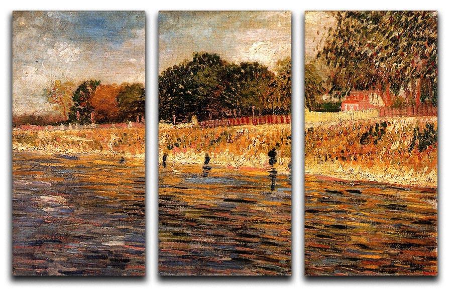 The Banks of the Seine by Van Gogh 3 Split Panel Canvas Print - Canvas Art Rocks - 4