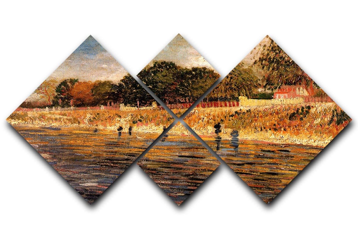 The Banks of the Seine by Van Gogh 4 Square Multi Panel Canvas  - Canvas Art Rocks - 1
