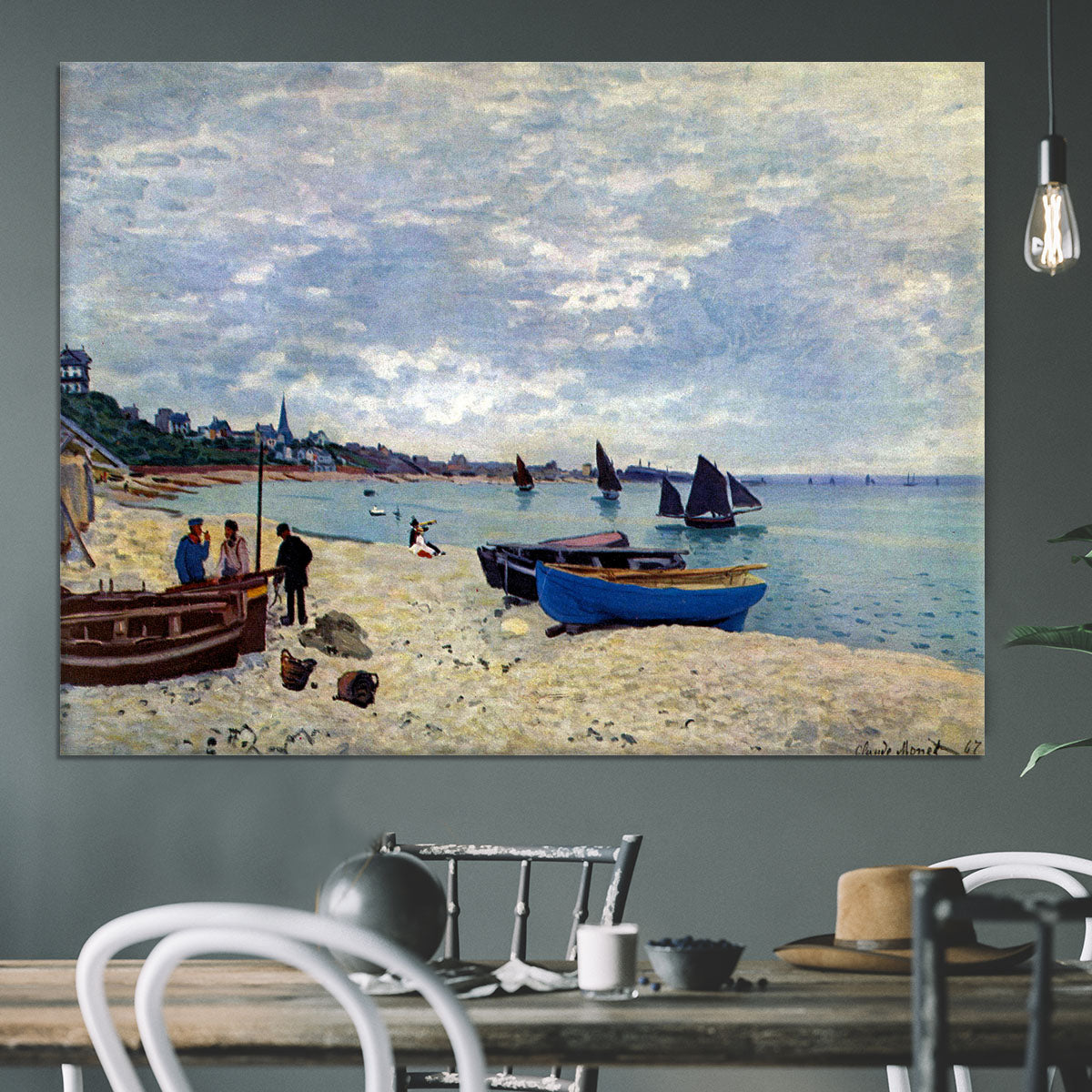 The Beach at Sainte Adresse 2 by Monet Canvas Print or Poster - Canvas Art Rocks - 3