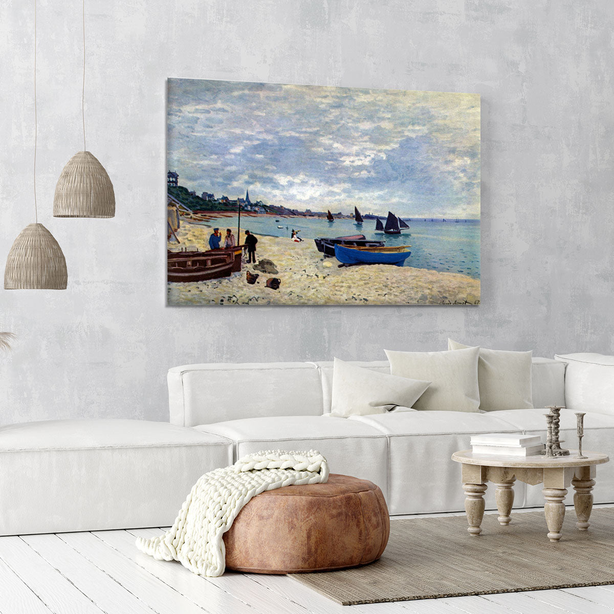 The Beach at Sainte Adresse 2 by Monet Canvas Print or Poster - Canvas Art Rocks - 6