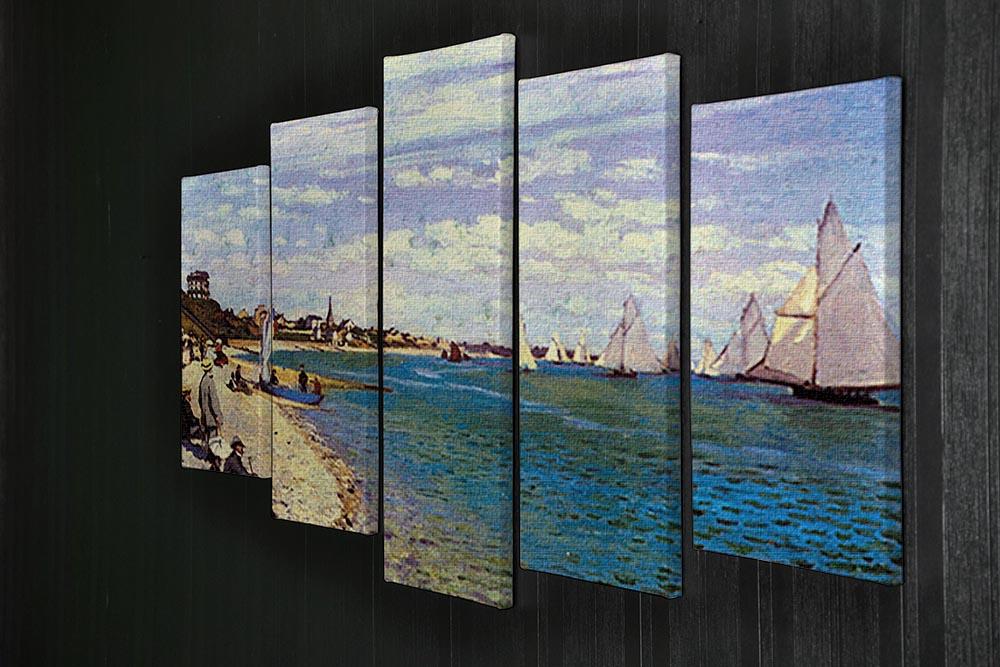 The Beach at Sainte Adresse by Monet 5 Split Panel Canvas - Canvas Art Rocks - 2